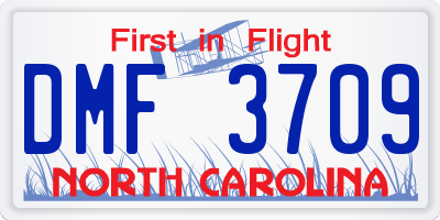 NC license plate DMF3709