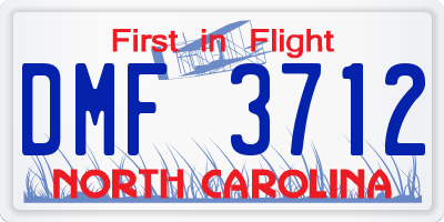 NC license plate DMF3712