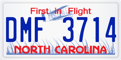 NC license plate DMF3714