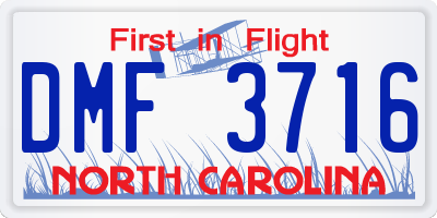 NC license plate DMF3716