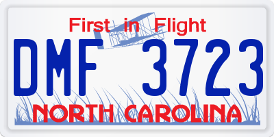 NC license plate DMF3723