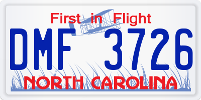 NC license plate DMF3726