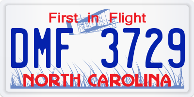 NC license plate DMF3729