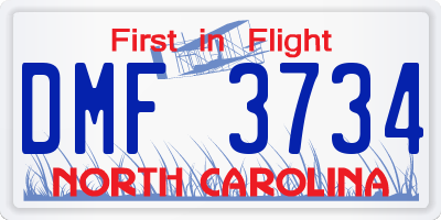 NC license plate DMF3734