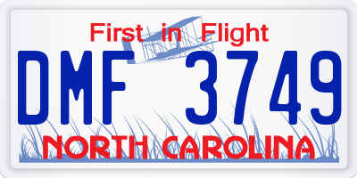 NC license plate DMF3749
