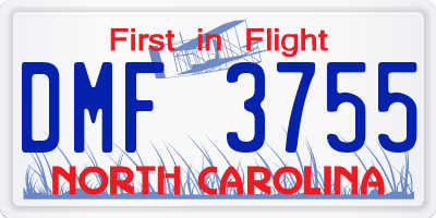 NC license plate DMF3755