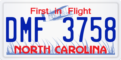 NC license plate DMF3758