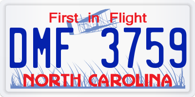 NC license plate DMF3759