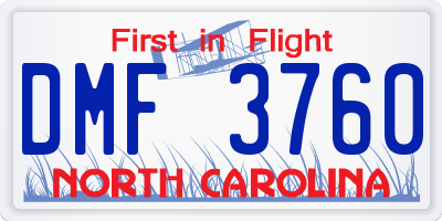 NC license plate DMF3760