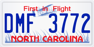 NC license plate DMF3772