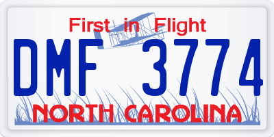 NC license plate DMF3774