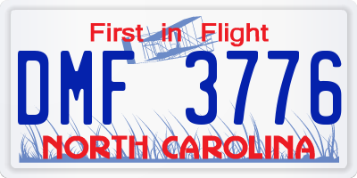 NC license plate DMF3776