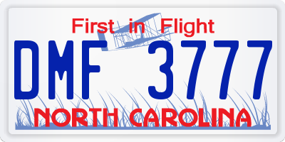 NC license plate DMF3777
