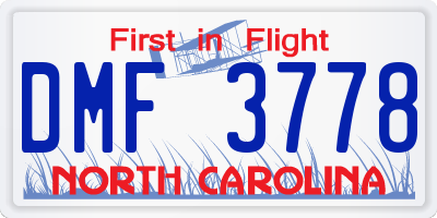 NC license plate DMF3778