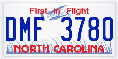 NC license plate DMF3780