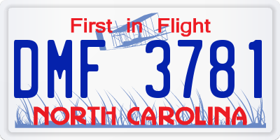 NC license plate DMF3781