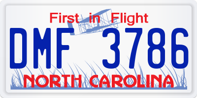 NC license plate DMF3786