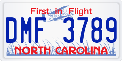 NC license plate DMF3789