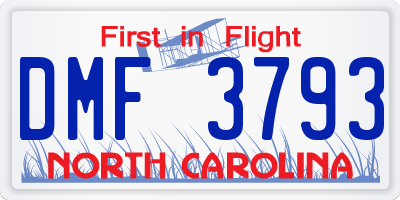 NC license plate DMF3793