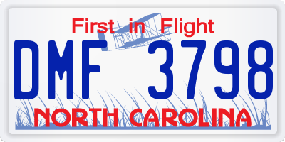 NC license plate DMF3798