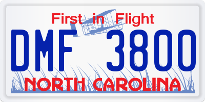 NC license plate DMF3800