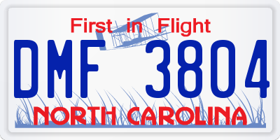 NC license plate DMF3804
