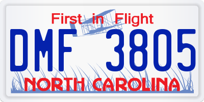 NC license plate DMF3805
