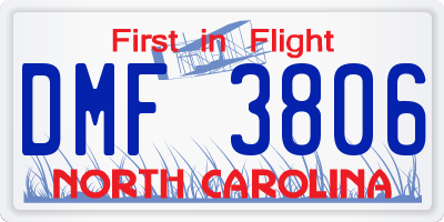 NC license plate DMF3806