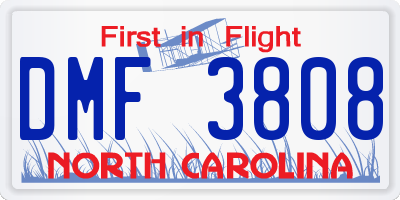 NC license plate DMF3808