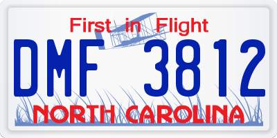 NC license plate DMF3812