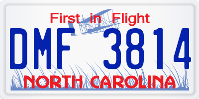 NC license plate DMF3814