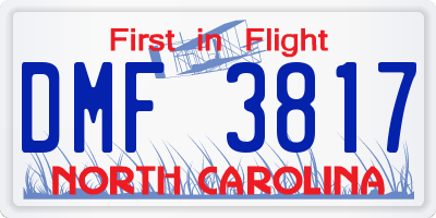 NC license plate DMF3817