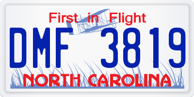 NC license plate DMF3819