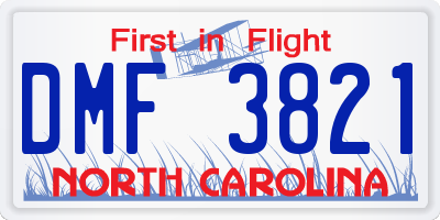 NC license plate DMF3821