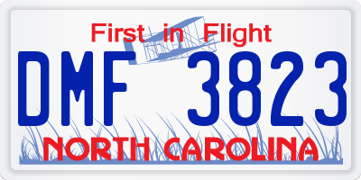 NC license plate DMF3823