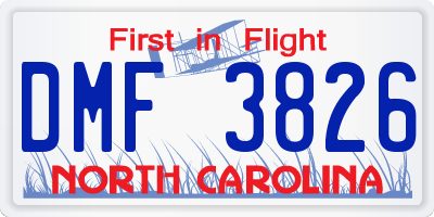 NC license plate DMF3826