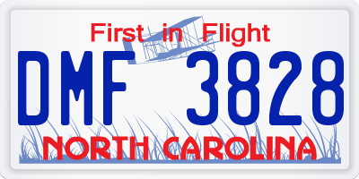 NC license plate DMF3828
