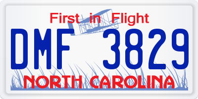 NC license plate DMF3829