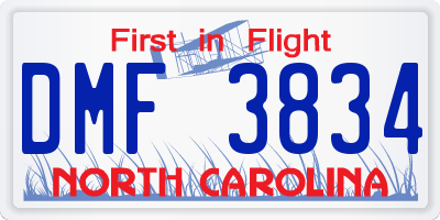 NC license plate DMF3834