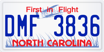 NC license plate DMF3836