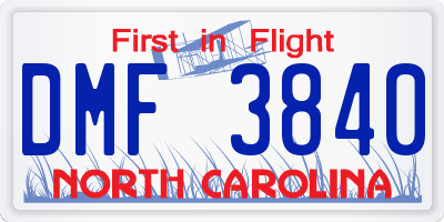 NC license plate DMF3840