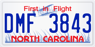 NC license plate DMF3843
