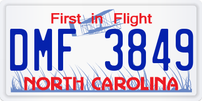 NC license plate DMF3849