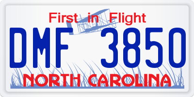 NC license plate DMF3850