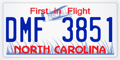 NC license plate DMF3851