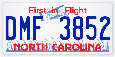 NC license plate DMF3852