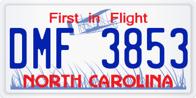 NC license plate DMF3853
