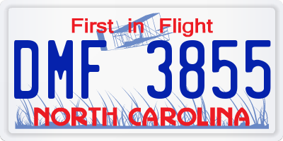 NC license plate DMF3855