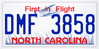 NC license plate DMF3858