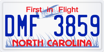 NC license plate DMF3859
